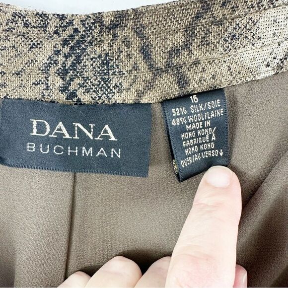 Dana Buchman Snakeskin Print Wool Silk Flat Front Wide Leg Pants Sz 16 - Picture 13 of 15